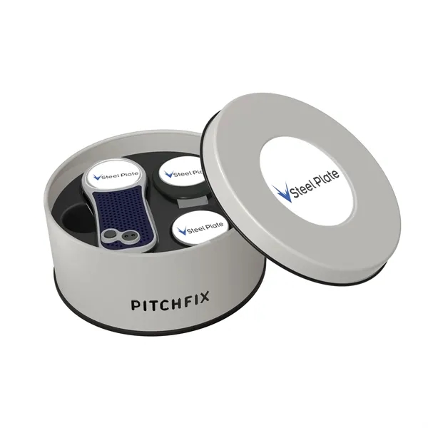 Pitchfix Hybrid Golf Divot Repair tool in deluxe round gift tin... from ASI 52263 EMT