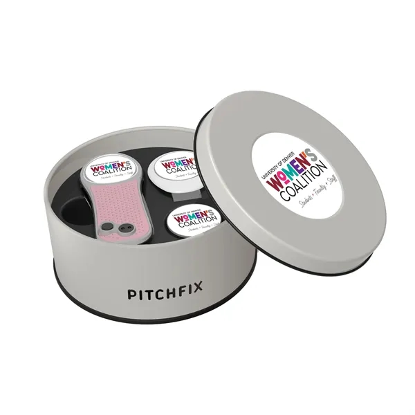 Pitchfix Hybrid Golf Divot Repair tool in deluxe round gift tin... from ASI 52263 EMT