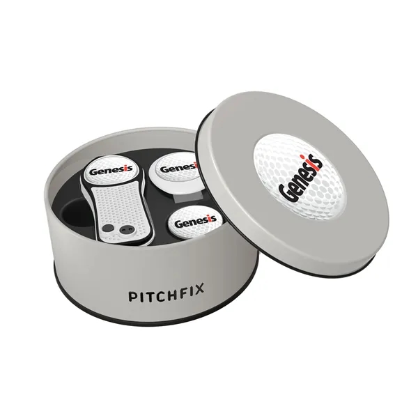 Pitchfix Hybrid Golf Divot Repair tool in deluxe round gift tin... from ASI 52263 EMT
