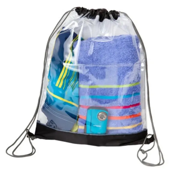 210D polyester and clear PVC drawstring bag with color accent. Durable... from ASI 84592 St Regis Group