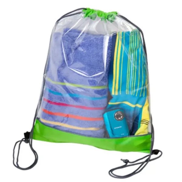 210D polyester and clear PVC drawstring bag with color accent. Durable... from ASI 84592 St Regis Group
