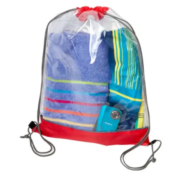 210D polyester and clear PVC drawstring bag with color accent. Durable... from ASI 84592 St Regis Group