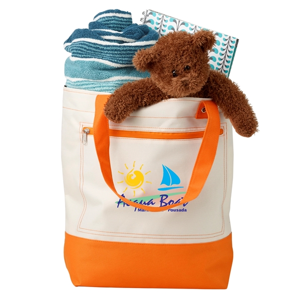 Beach tote made from 600 denier polyester is water resistant and... from ASI 52840 Evans Manufacturing