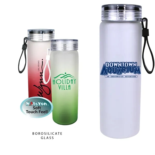 Halcyon® 20 oz. Frosted Glass Bottle with Screw on Lid... from ASI 30270 Aakron Line