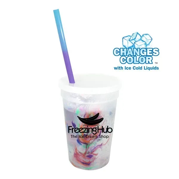 Mood™ 17 oz. Rainbow Confetti Cup/Straw/Lid Set... from ASI 30270 Aakron Line