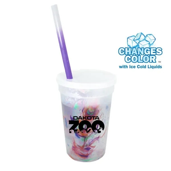 Mood™ 17 oz. Rainbow Confetti Cup/Straw/Lid Set... from ASI 30270 Aakron Line