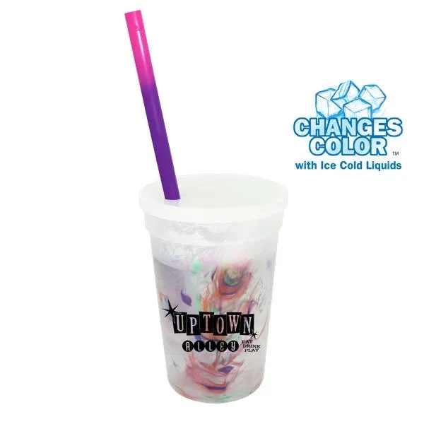 Mood™ 17 oz. Rainbow Confetti Cup/Straw/Lid Set... from ASI 30270 Aakron Line
