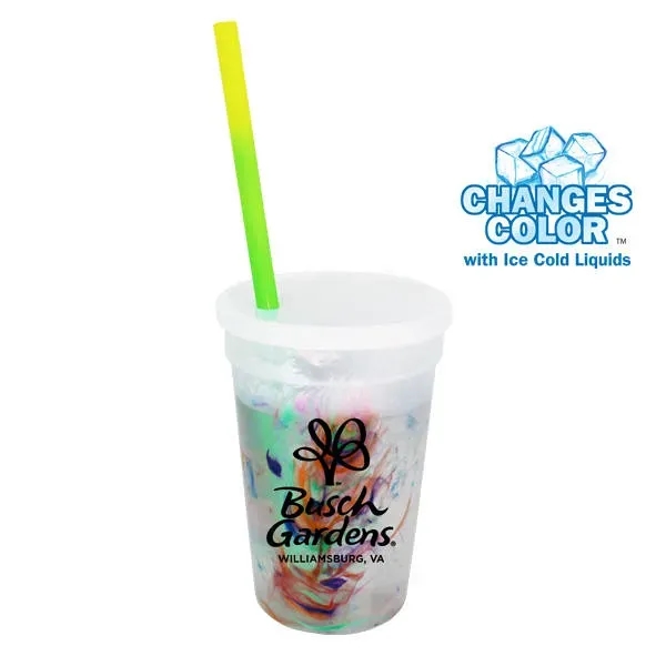 Mood™ 17 oz. Rainbow Confetti Cup/Straw/Lid Set... from ASI 30270 Aakron Line