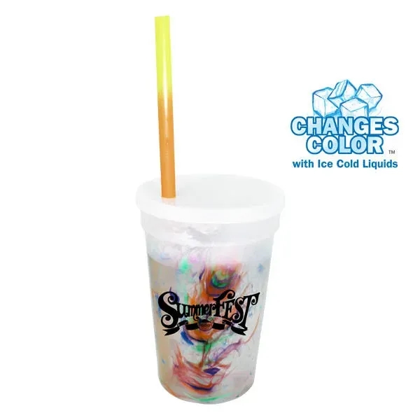 Mood™ 17 oz. Rainbow Confetti Cup/Straw/Lid Set... from ASI 30270 Aakron Line