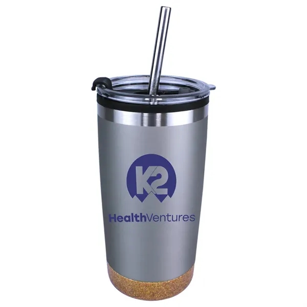 Halcyon® 20 oz. Cork Bottom Tumbler with Stainless Straw/Fl... from ASI 30270 Aakron Line