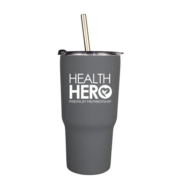 Halcyon® 20 oz. Tumbler with Stainless Straw/Flip Top Lid... from ASI 30270 Aakron Line
