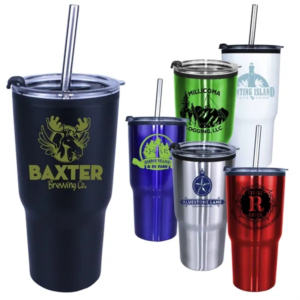 20 oz. Ares Tumbler with Stainless Straw/Flip Top Lid... from ASI 30270 Aakron Line