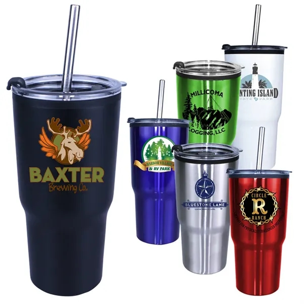 20 oz. Ares Tumbler with Stainless Straw/Flip Top Lid... from ASI 30270 Aakron Line