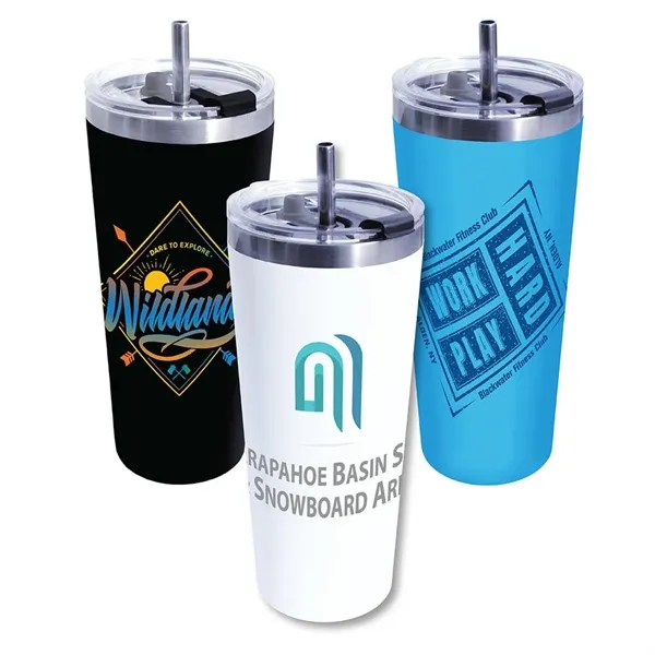 22 oz. Memphis Tumbler With Flip Top Lid & Stainless Steel... from ASI 30270 Aakron Line
