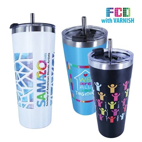 22 oz. Memphis Tumbler with Flip Top/Stainless Steel Straw L... from ASI 30270 Aakron Line