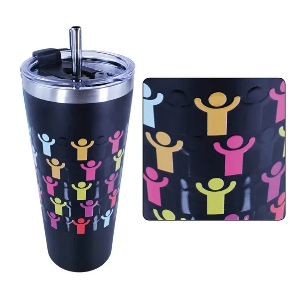 22 oz. Memphis Tumbler with Flip Top/Stainless Steel Straw L... from ASI 30270 Aakron Line