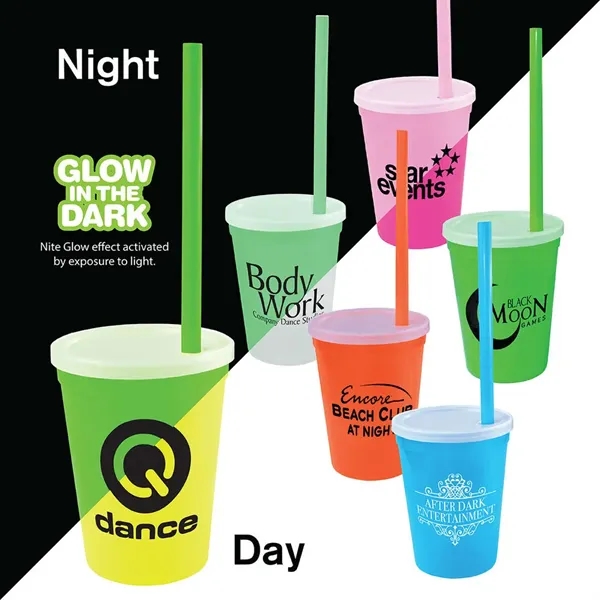 12 oz. Nite Glow Stadium Cup/Straw/Lid Set... from ASI 30270 Aakron Line