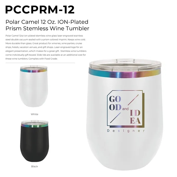 Ion-plated stainless steel stemless 12 ounce insulated stemless wine tumbler with... from ASI 74601 Calico