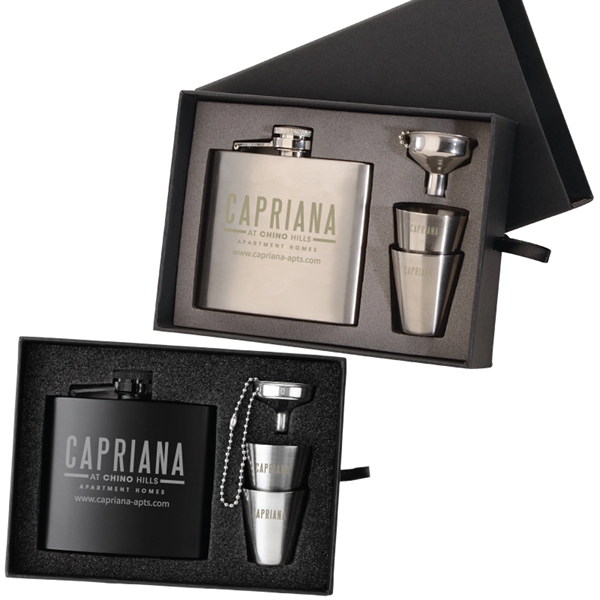 5 oz. flask with two mini stainless steel shot glasses and... from ASI 57655 STOPNGO Line