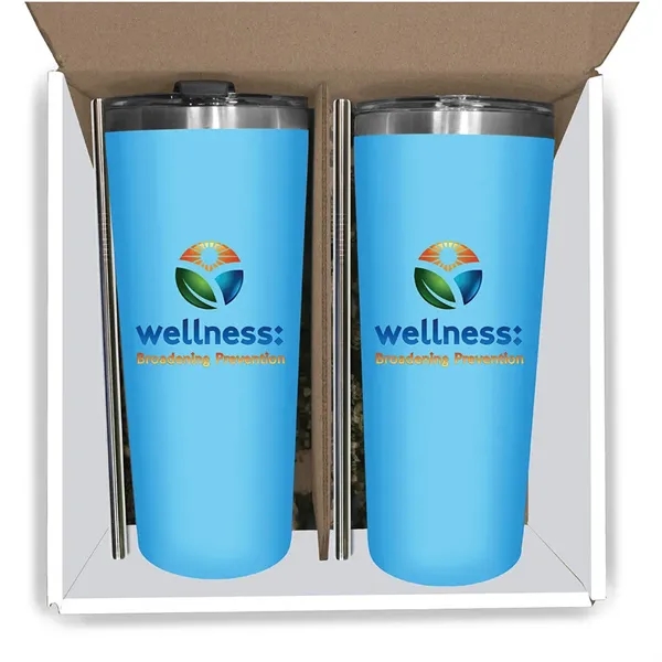 22oz Memphis Tumbler With Flip Lid & Straw - Gift Set,... from ASI 30270 Aakron Line