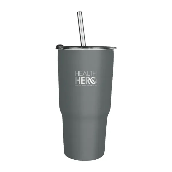 Halcyon® 20 oz. Tumbler with Stainless Straw/Flip Top Lid,... from ASI 30270 Aakron Line