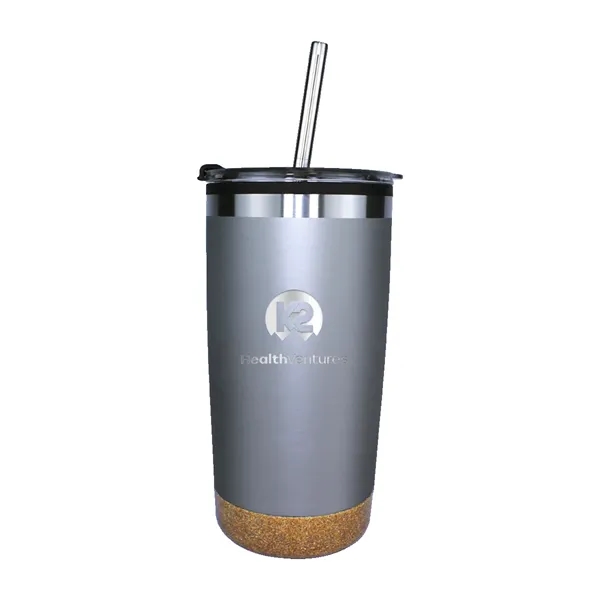 Halcyon® 20 oz. Cork Bottom Tumbler with Stainless Straw/Fl... from ASI 30270 Aakron Line