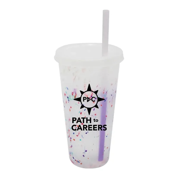 Mood™ 26 oz. Rainbow Confetti Tumbler with Lid and Straw... from ASI 30270 Aakron Line