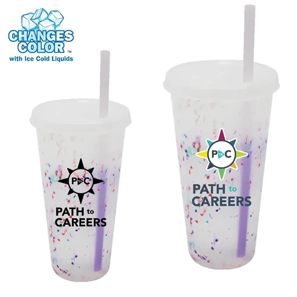 Mood™ 26 oz. Rainbow Confetti Tumbler with Lid and Straw... from ASI 30270 Aakron Line