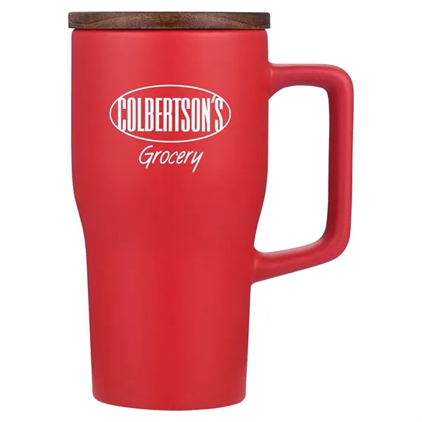 18 oz Ceramic Mug w/ Wood Lid... from ASI 36730 Ariel Premium Supply Inc