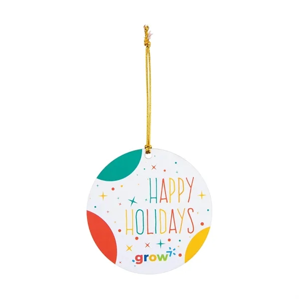 3.5" round wooden ornament with string for hanging and full color,... from ASI 61125 Hit Promotional Products / Hit®
