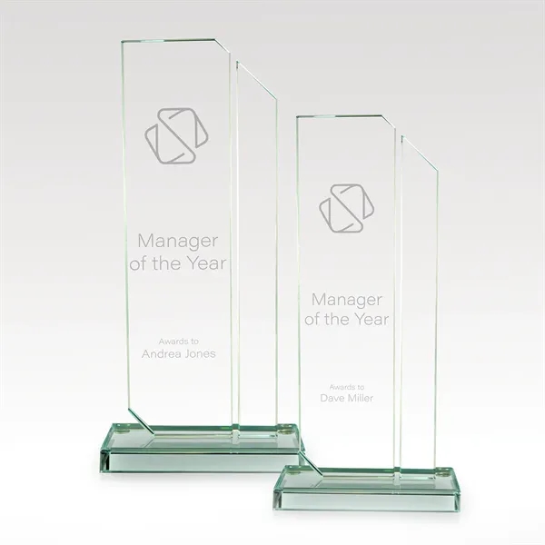 Allegro is a stunning Starphire glass design featuring two clipped corner... from ASI 93986 Visions/Awardcraft