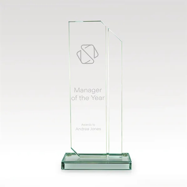 Allegro is a stunning Starphire glass design featuring two clipped corner... from ASI 93986 Visions/Awardcraft