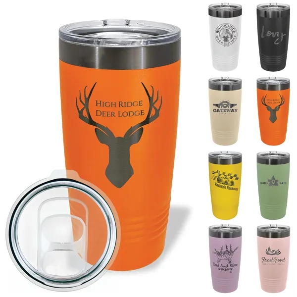 20 oz. stainless steel ringed tumbler with a vacuum sealed, clear-colored... from ASI 74601 Calico
