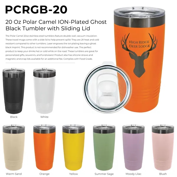 20 oz. stainless steel ringed tumbler with a vacuum sealed, clear-colored... from ASI 74601 Calico