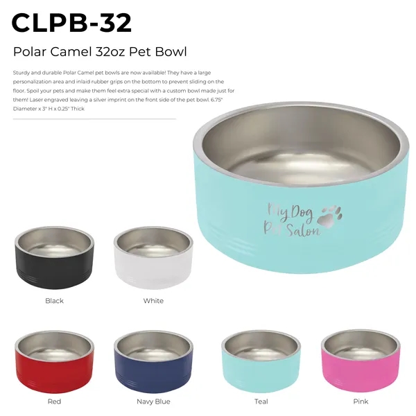 Polar Camel stainless steel 32-ounce pet bowls.... from ASI 74601 Calico