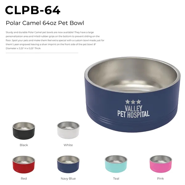 Polar Camel stainless steel 64-ounce pet bowls.... from ASI 74601 Calico