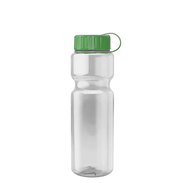 Transparent bottle with a tethered lid, 28 oz. size, reusable and... from ASI 40480 Koozie Group