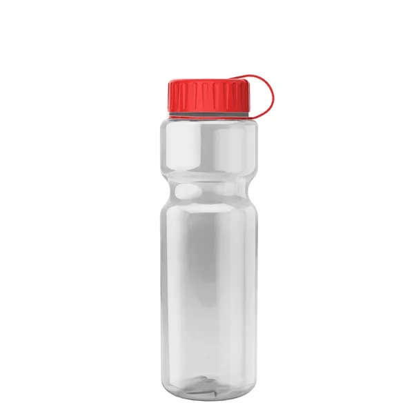 Transparent bottle with a tethered lid, 28 oz. size, reusable and... from ASI 40480 Koozie Group