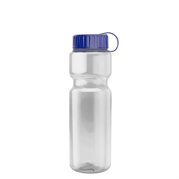 Transparent bottle with a tethered lid, 28 oz. size, reusable and... from ASI 40480 Koozie Group