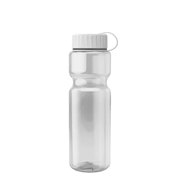Transparent bottle with a tethered lid, 28 oz. size, reusable and... from ASI 40480 Koozie Group