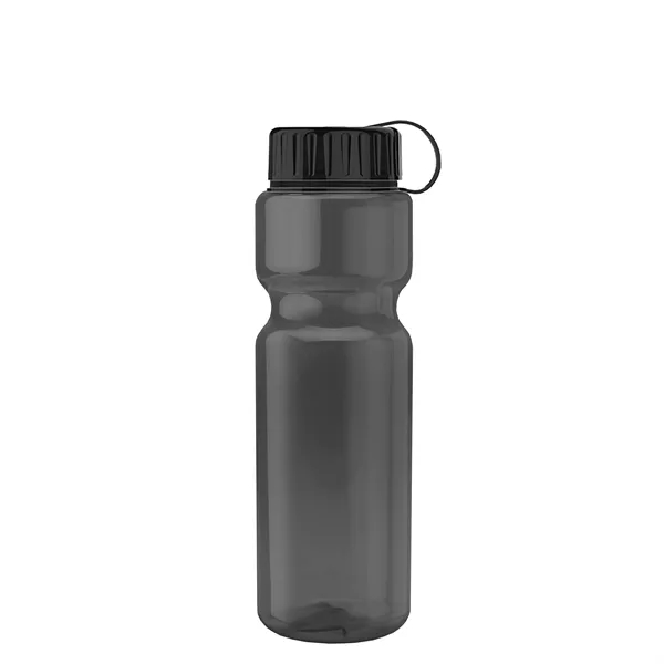 Transparent bottle with a tethered lid, 28 oz. size, reusable and... from ASI 40480 Koozie Group