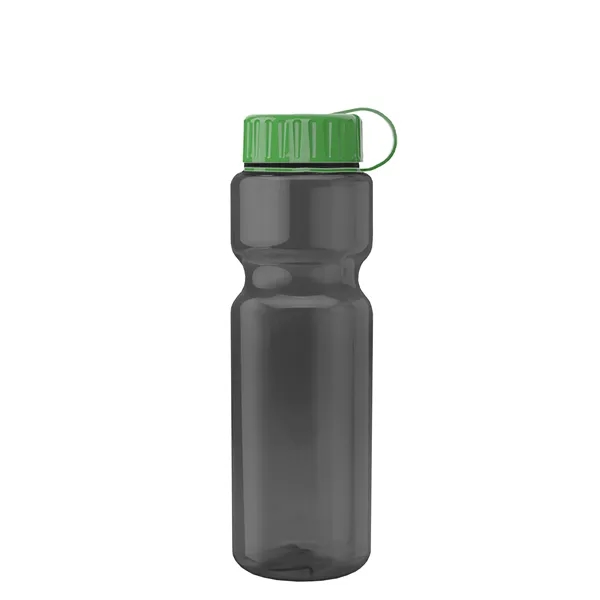 Transparent bottle with a tethered lid, 28 oz. size, reusable and... from ASI 40480 Koozie Group