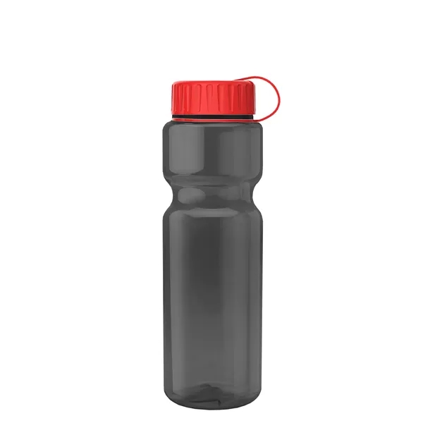 Transparent bottle with a tethered lid, 28 oz. size, reusable and... from ASI 40480 Koozie Group