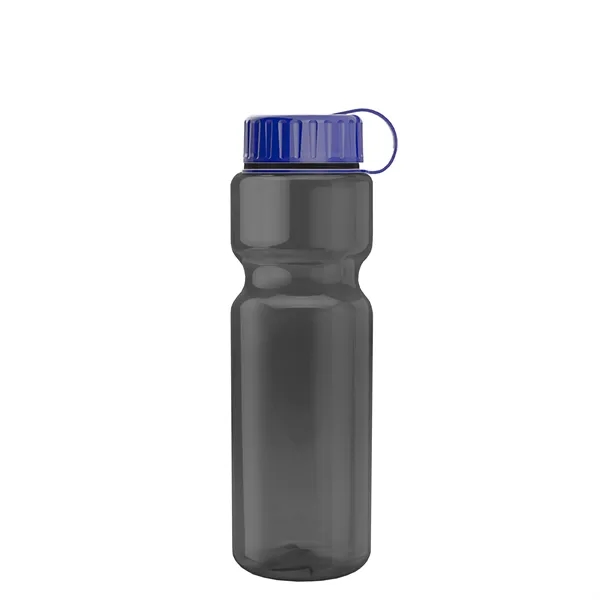 Transparent bottle with a tethered lid, 28 oz. size, reusable and... from ASI 40480 Koozie Group