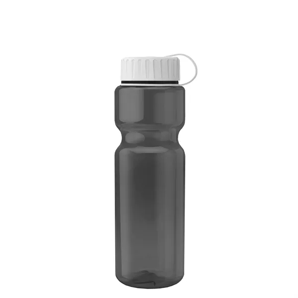 Transparent bottle with a tethered lid, 28 oz. size, reusable and... from ASI 40480 Koozie Group