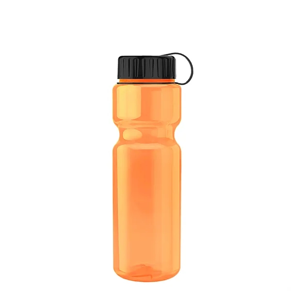 Transparent bottle with a tethered lid, 28 oz. size, reusable and... from ASI 40480 Koozie Group