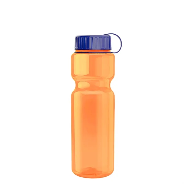 Transparent bottle with a tethered lid, 28 oz. size, reusable and... from ASI 40480 Koozie Group