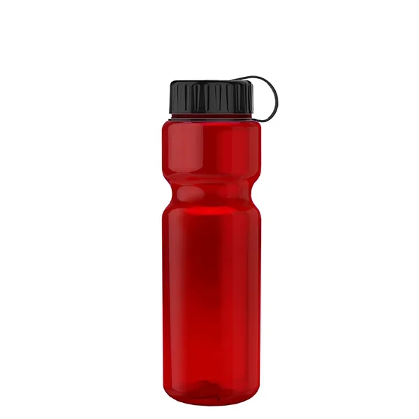 Transparent bottle with a tethered lid, 28 oz. size, reusable and... from ASI 40480 Koozie Group