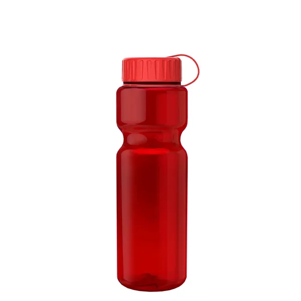 Transparent bottle with a tethered lid, 28 oz. size, reusable and... from ASI 40480 Koozie Group