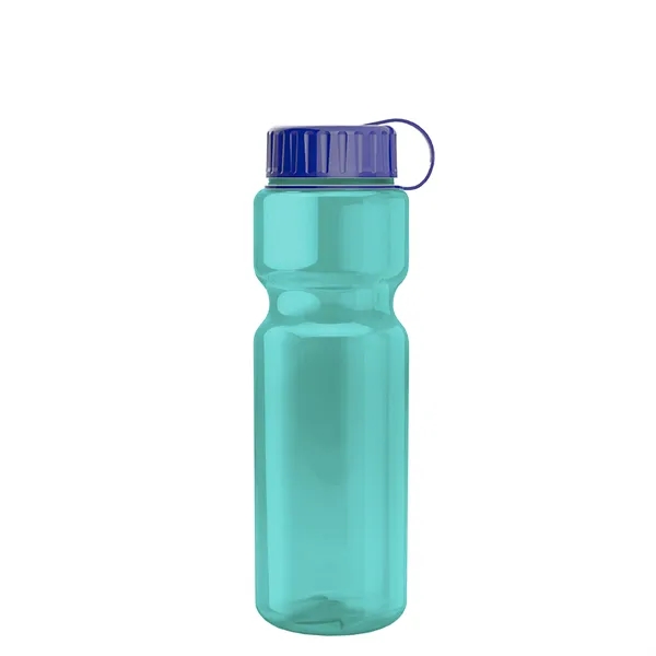 Transparent bottle with a tethered lid, 28 oz. size, reusable and... from ASI 40480 Koozie Group